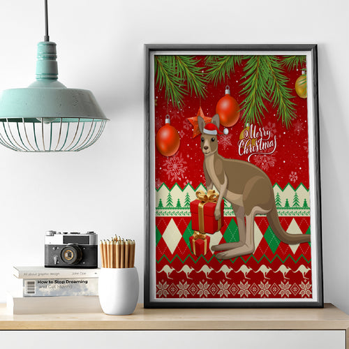 australia-christmas-canvas-wall-art-aussie-kangaroo-santa-merry-xmas