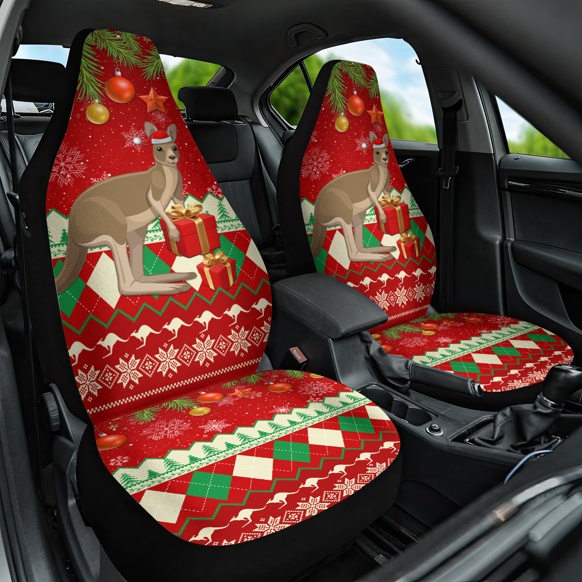 australia-christmas-car-seat-cover-aussie-kangaroo-santa-merry-xmas