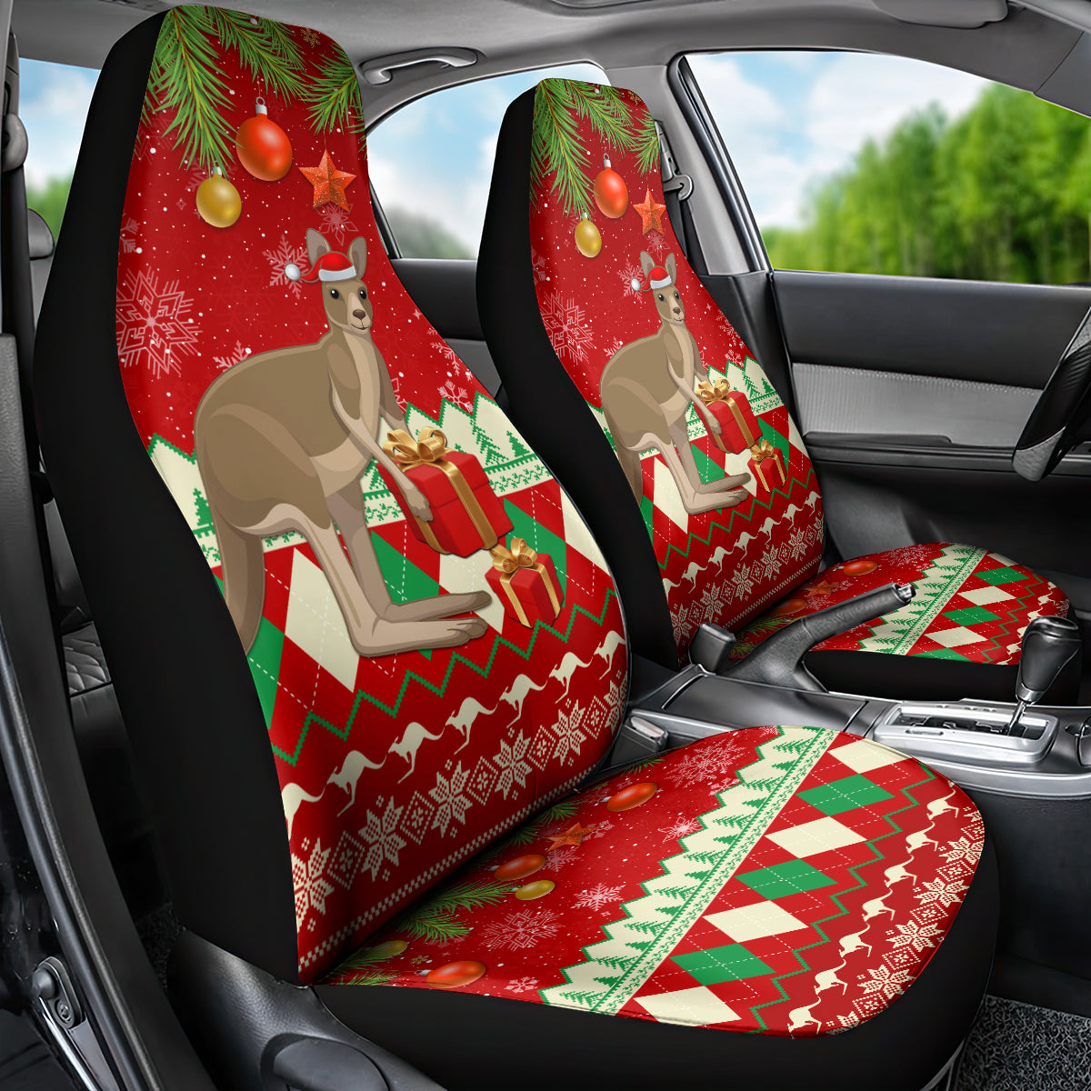 australia-christmas-car-seat-cover-aussie-kangaroo-santa-merry-xmas