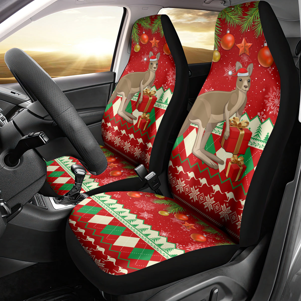 australia-christmas-car-seat-cover-aussie-kangaroo-santa-merry-xmas