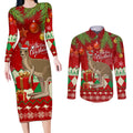 australia-christmas-couples-matching-long-sleeve-bodycon-dress-and-long-sleeve-button-shirt-aussie-kangaroo-santa-merry-xmas
