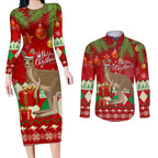 australia-christmas-couples-matching-long-sleeve-bodycon-dress-and-long-sleeve-button-shirt-aussie-kangaroo-santa-merry-xmas