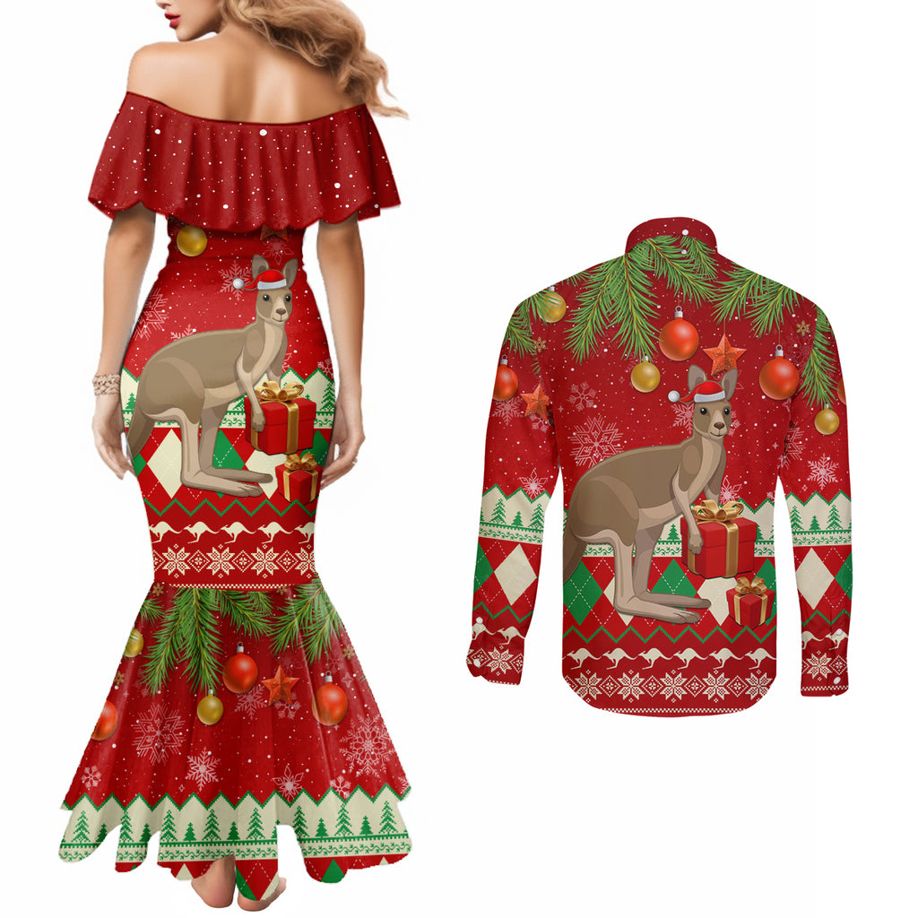 australia-christmas-couples-matching-mermaid-dress-and-long-sleeve-button-shirt-aussie-kangaroo-santa-merry-xmas
