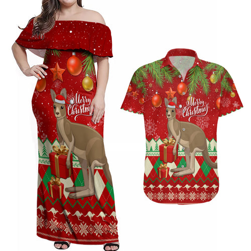australia-christmas-couples-matching-off-shoulder-maxi-dress-and-hawaiian-shirt-aussie-kangaroo-santa-merry-xmas