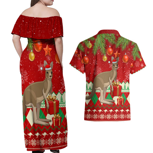 australia-christmas-couples-matching-off-shoulder-maxi-dress-and-hawaiian-shirt-aussie-kangaroo-santa-merry-xmas