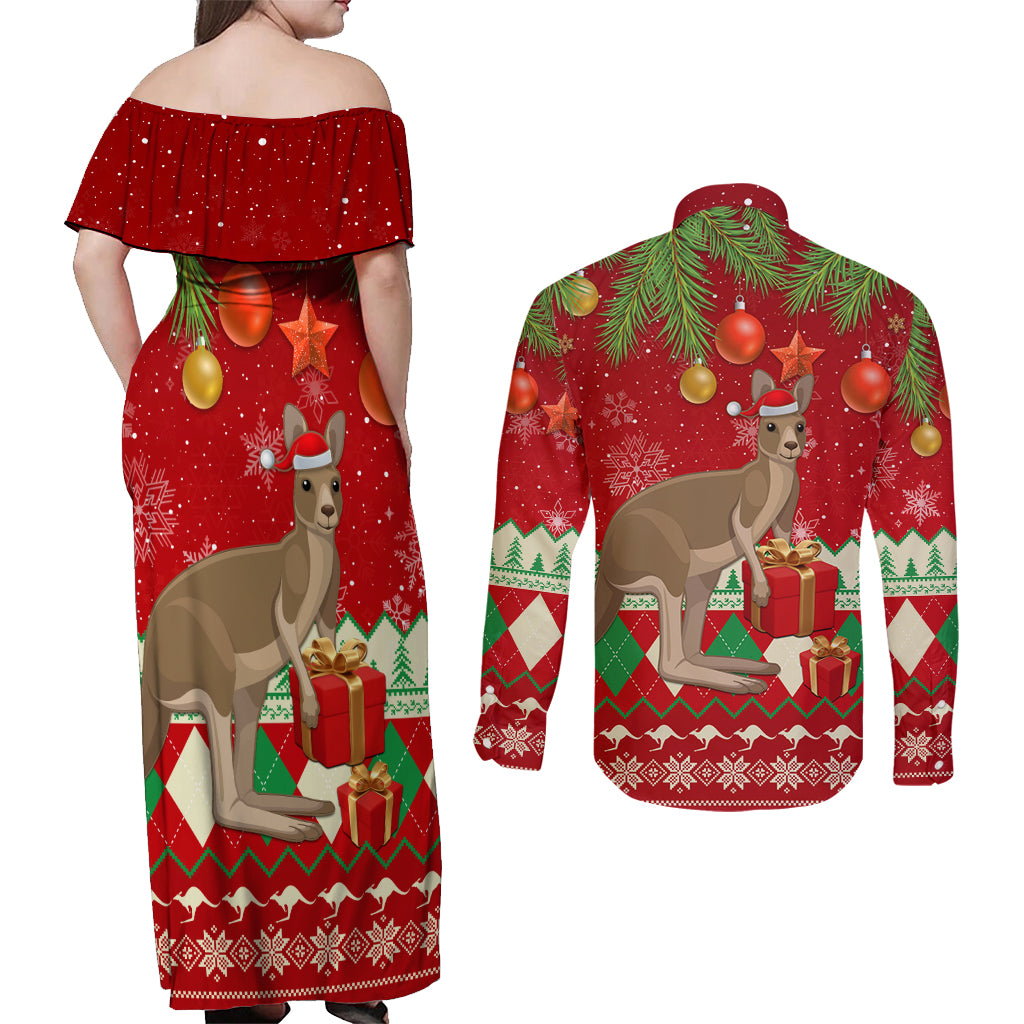 australia-christmas-couples-matching-off-shoulder-maxi-dress-and-long-sleeve-button-shirt-aussie-kangaroo-santa-merry-xmas