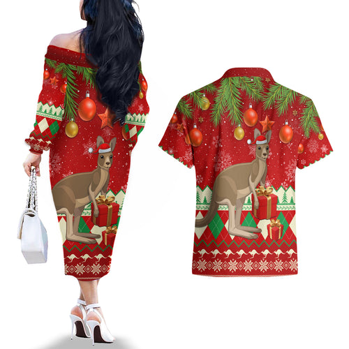 australia-christmas-couples-matching-off-the-shoulder-long-sleeve-dress-and-hawaiian-shirt-aussie-kangaroo-santa-merry-xmas