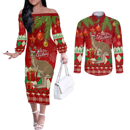 australia-christmas-couples-matching-off-the-shoulder-long-sleeve-dress-and-long-sleeve-button-shirt-aussie-kangaroo-santa-merry-xmas