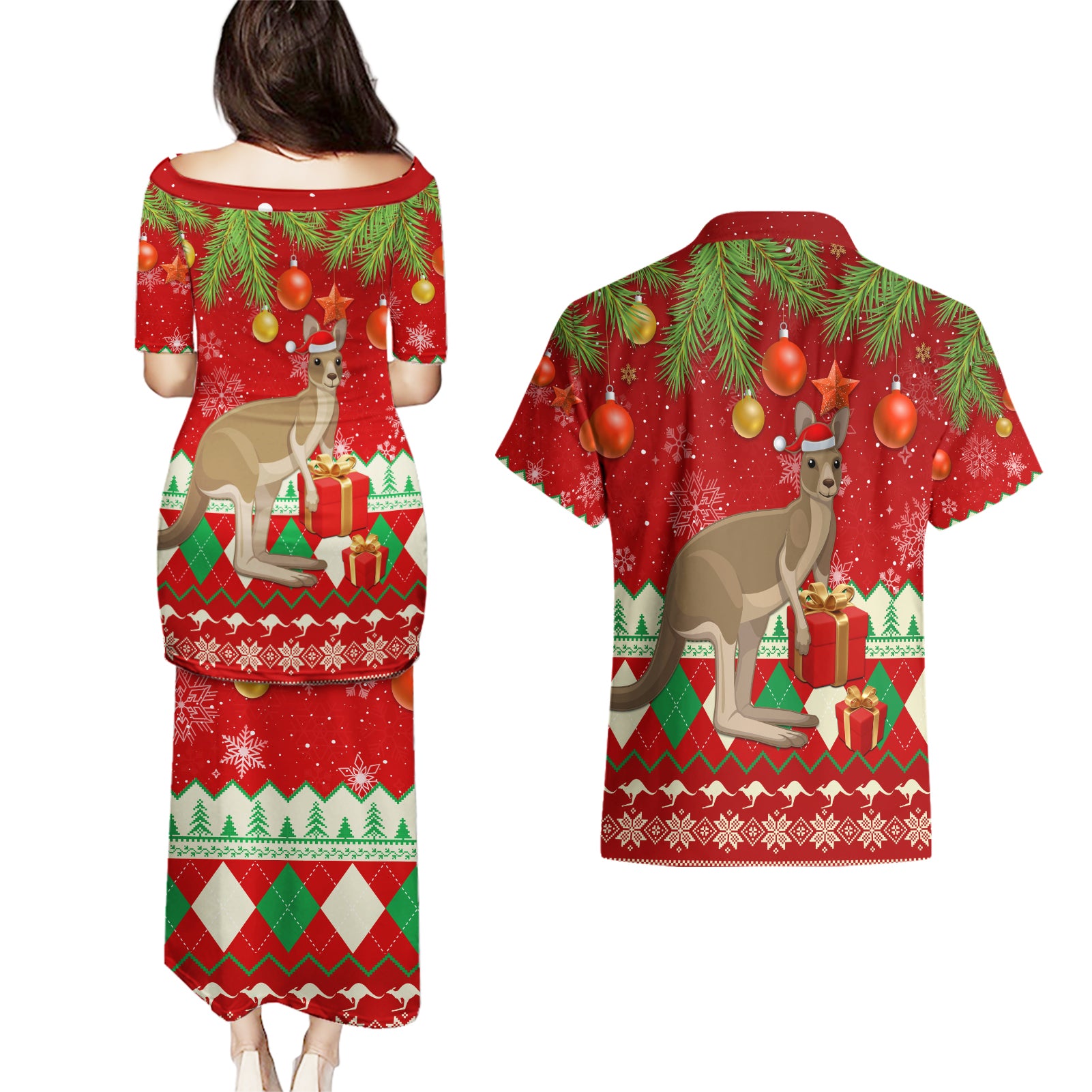 australia-christmas-couples-matching-puletasi-dress-and-hawaiian-shirt-aussie-kangaroo-santa-merry-xmas