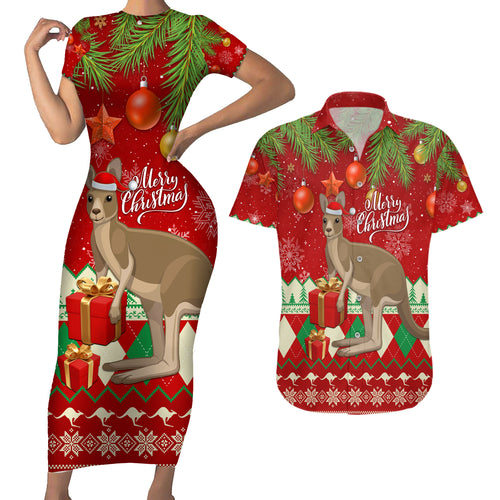 australia-christmas-couples-matching-short-sleeve-bodycon-dress-and-hawaiian-shirt-aussie-kangaroo-santa-merry-xmas