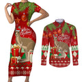 australia-christmas-couples-matching-short-sleeve-bodycon-dress-and-long-sleeve-button-shirt-aussie-kangaroo-santa-merry-xmas