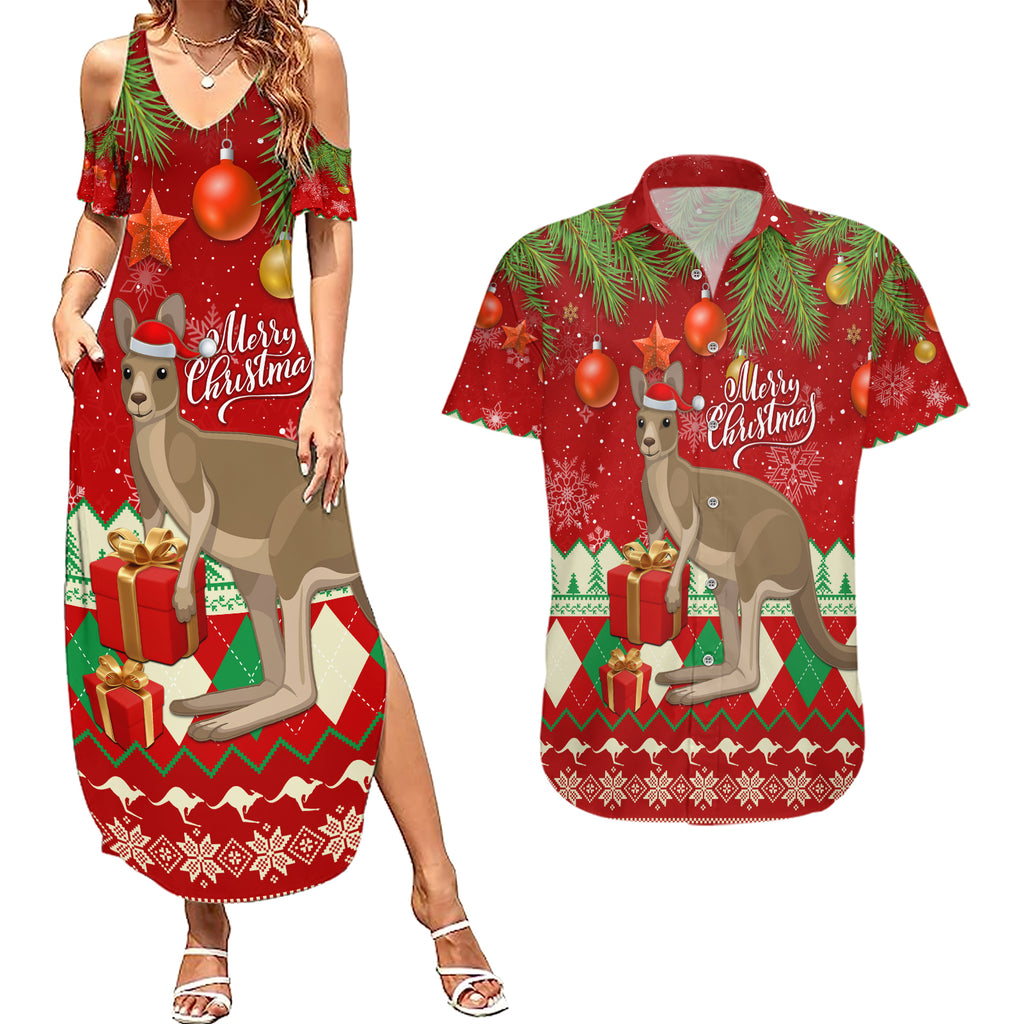 australia-christmas-couples-matching-summer-maxi-dress-and-hawaiian-shirt-aussie-kangaroo-santa-merry-xmas