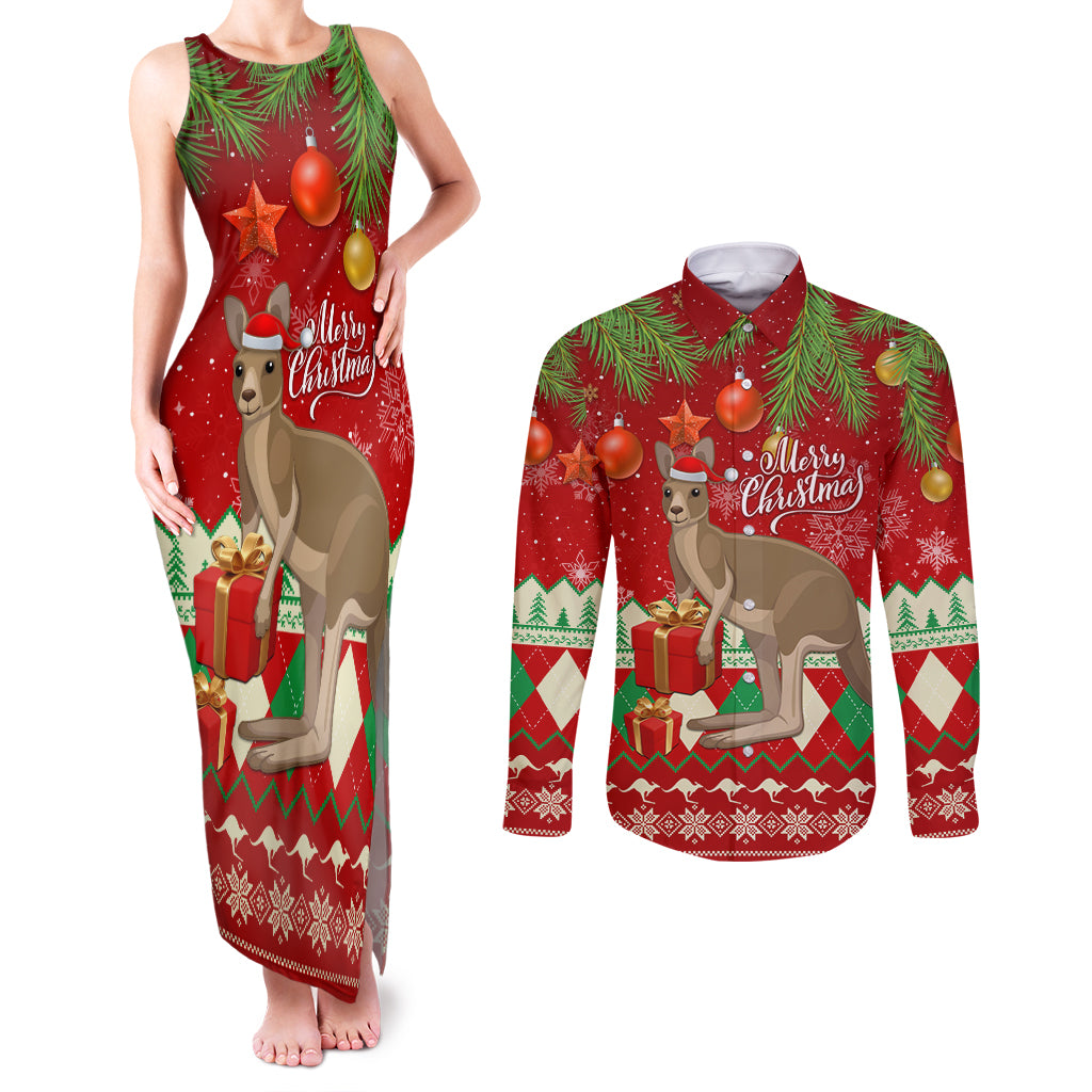 australia-christmas-couples-matching-tank-maxi-dress-and-long-sleeve-button-shirt-aussie-kangaroo-santa-merry-xmas