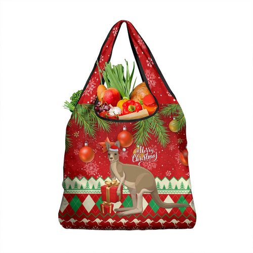 Australia Christmas Grocery Bag Aussie Kangaroo Santa Merry Xmas