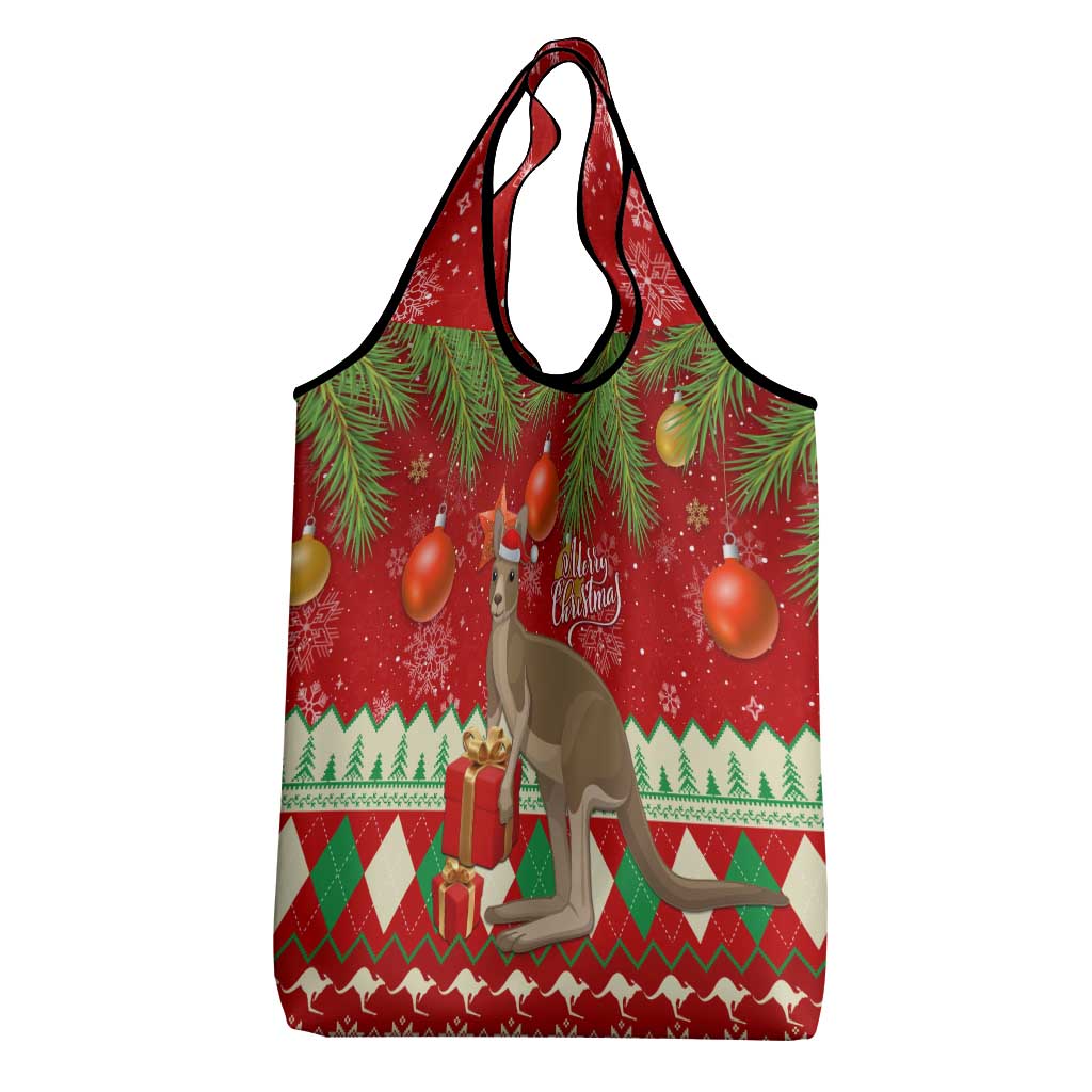 Australia Christmas Grocery Bag Aussie Kangaroo Santa Merry Xmas