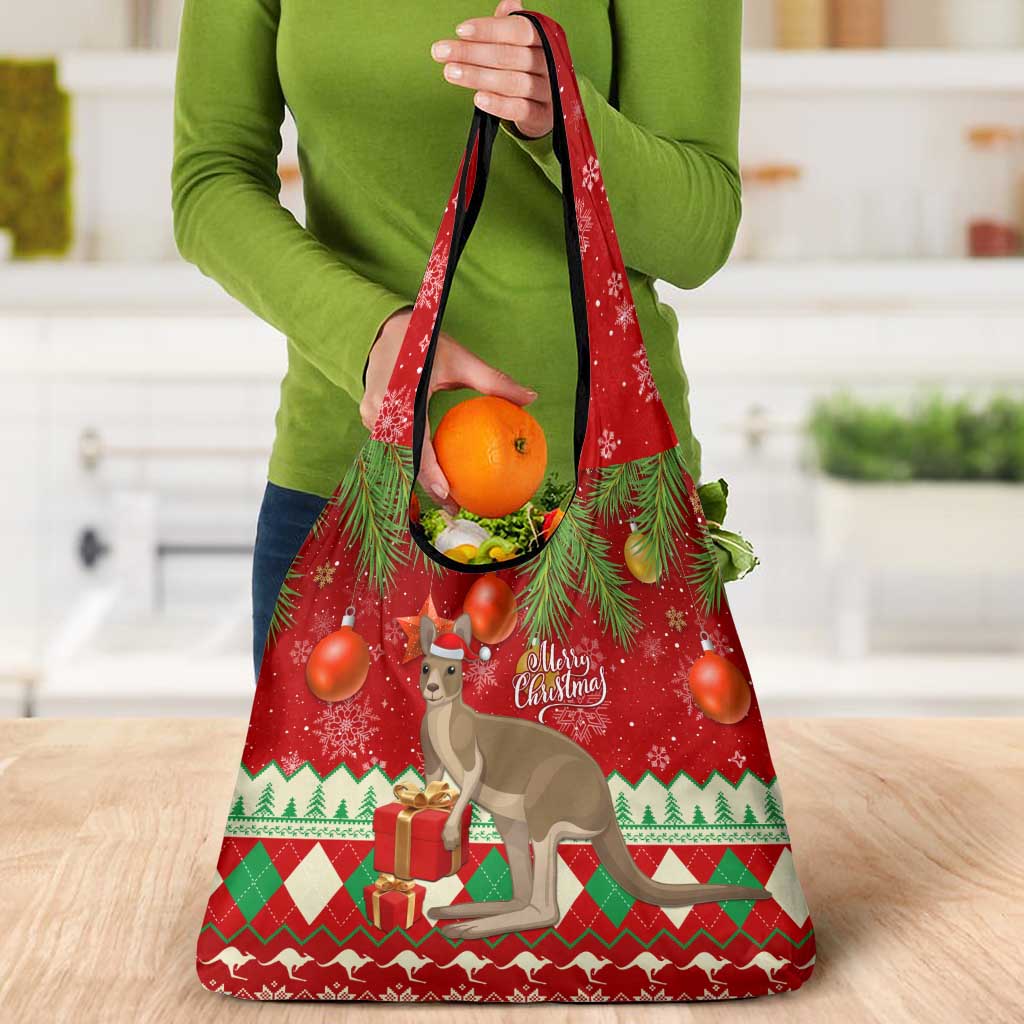 Australia Christmas Grocery Bag Aussie Kangaroo Santa Merry Xmas