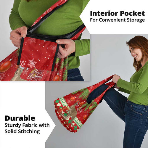 Australia Christmas Grocery Bag Aussie Kangaroo Santa Merry Xmas