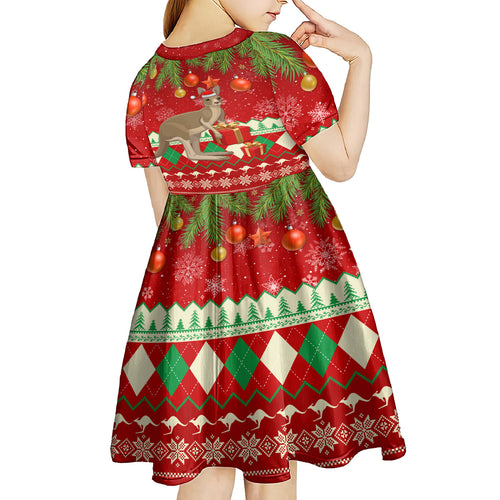 australia-christmas-kid-short-sleeve-dress-aussie-kangaroo-santa-merry-xmas