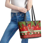 australia-christmas-leather-tote-bag-aussie-kangaroo-santa-merry-xmas