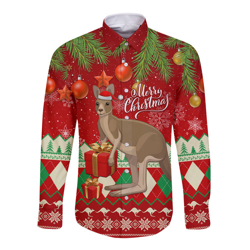 australia-christmas-long-sleeve-button-shirt-aussie-kangaroo-santa-merry-xmas