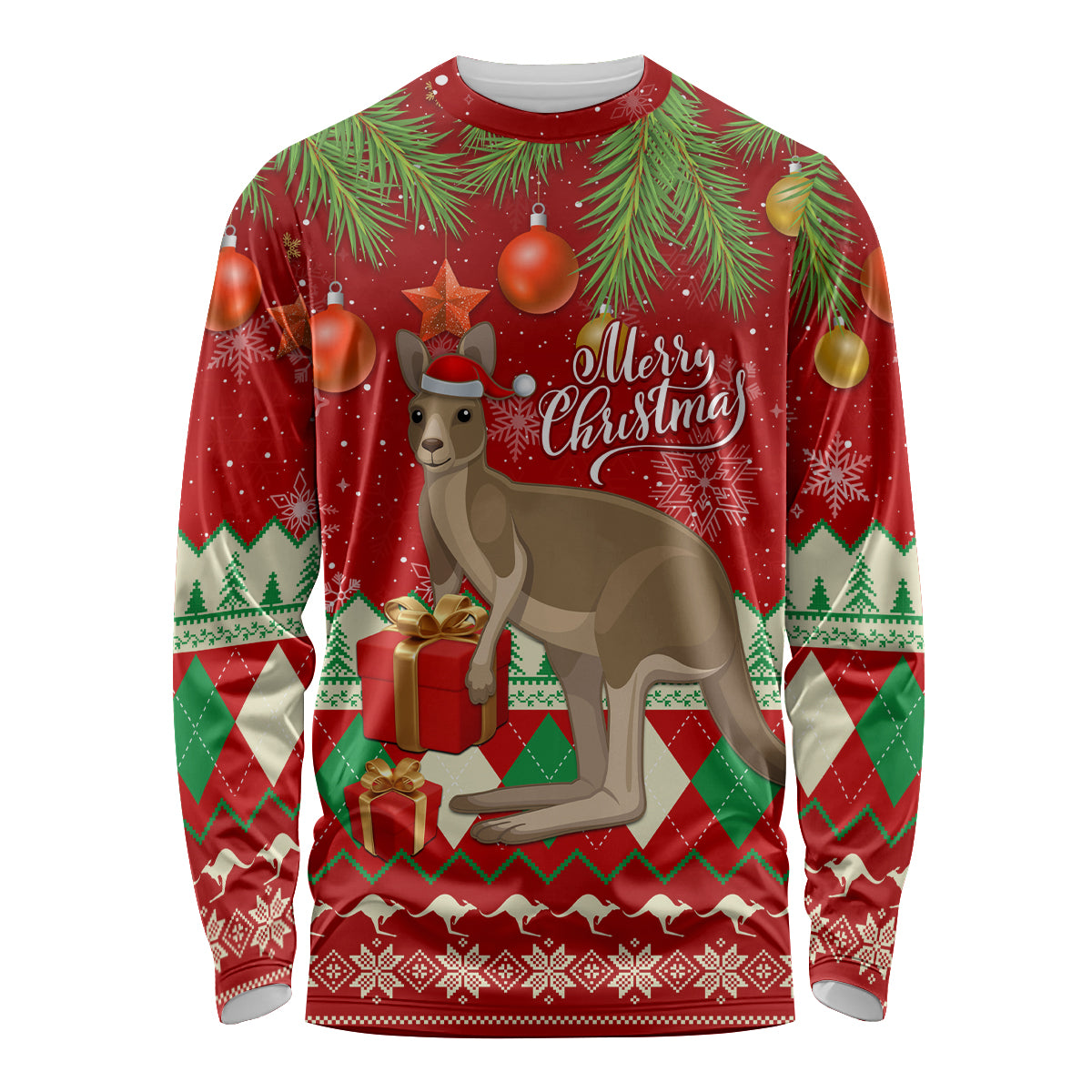 australia-christmas-long-sleeve-shirt-aussie-kangaroo-santa-merry-xmas