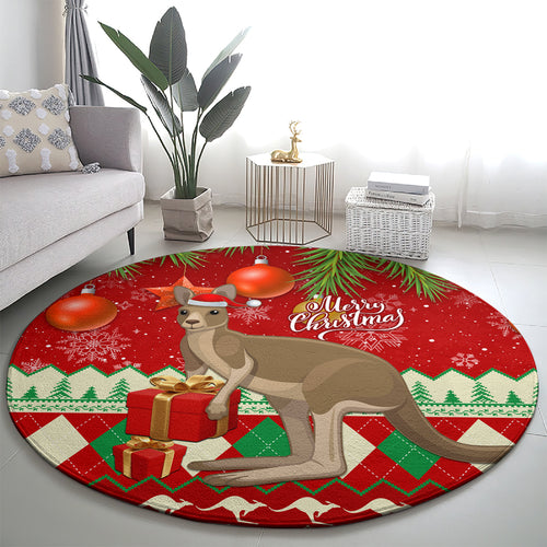 australia-christmas-round-carpet-aussie-kangaroo-santa-merry-xmas