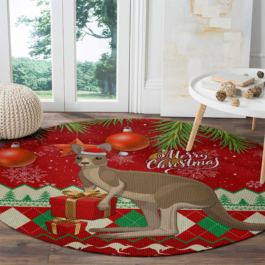 australia-christmas-round-carpet-aussie-kangaroo-santa-merry-xmas