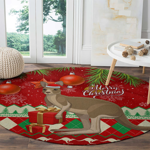 australia-christmas-round-carpet-aussie-kangaroo-santa-merry-xmas