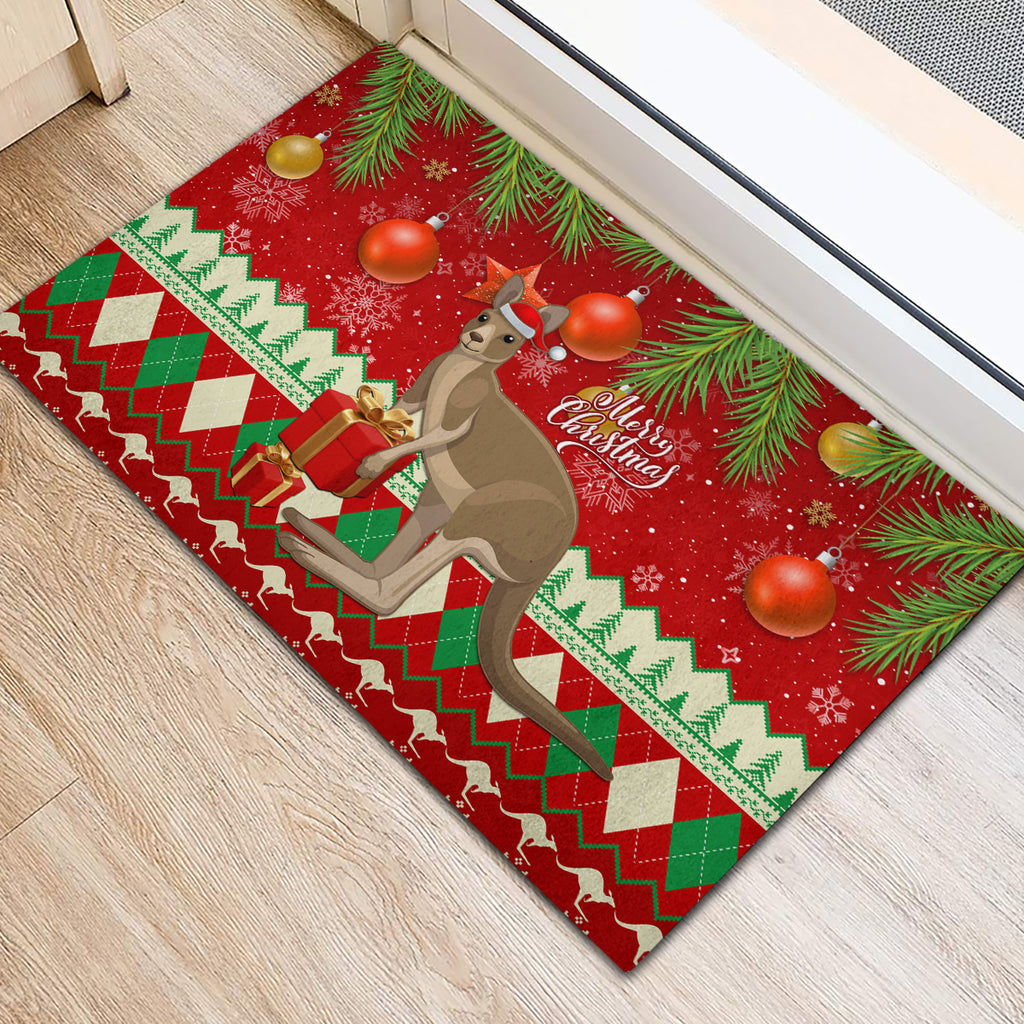 australia-christmas-rubber-doormat-aussie-kangaroo-santa-merry-xmas