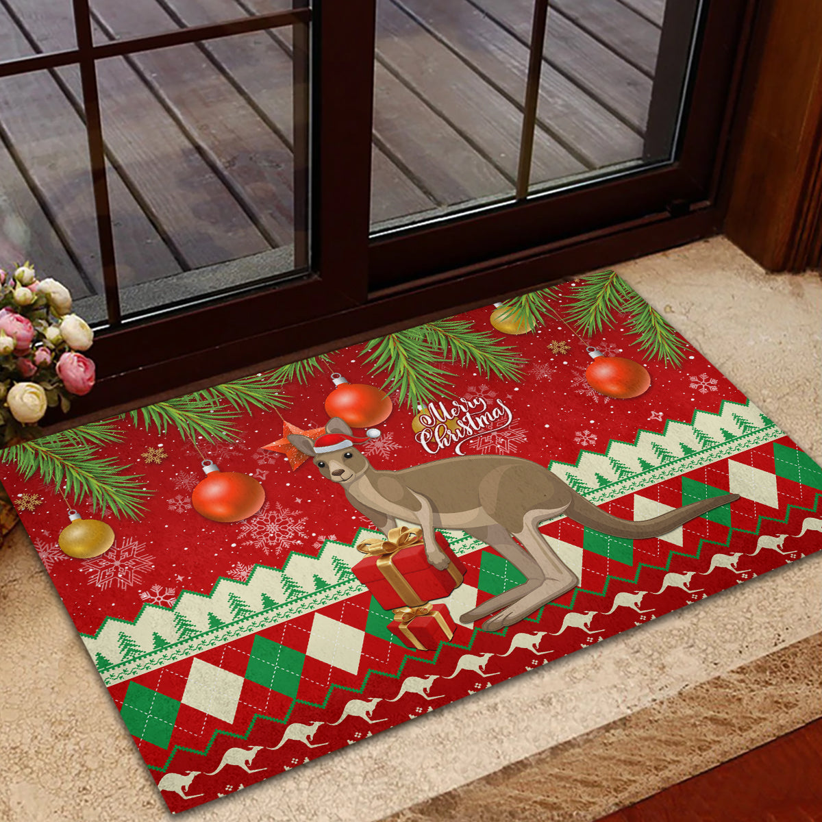 australia-christmas-rubber-doormat-aussie-kangaroo-santa-merry-xmas