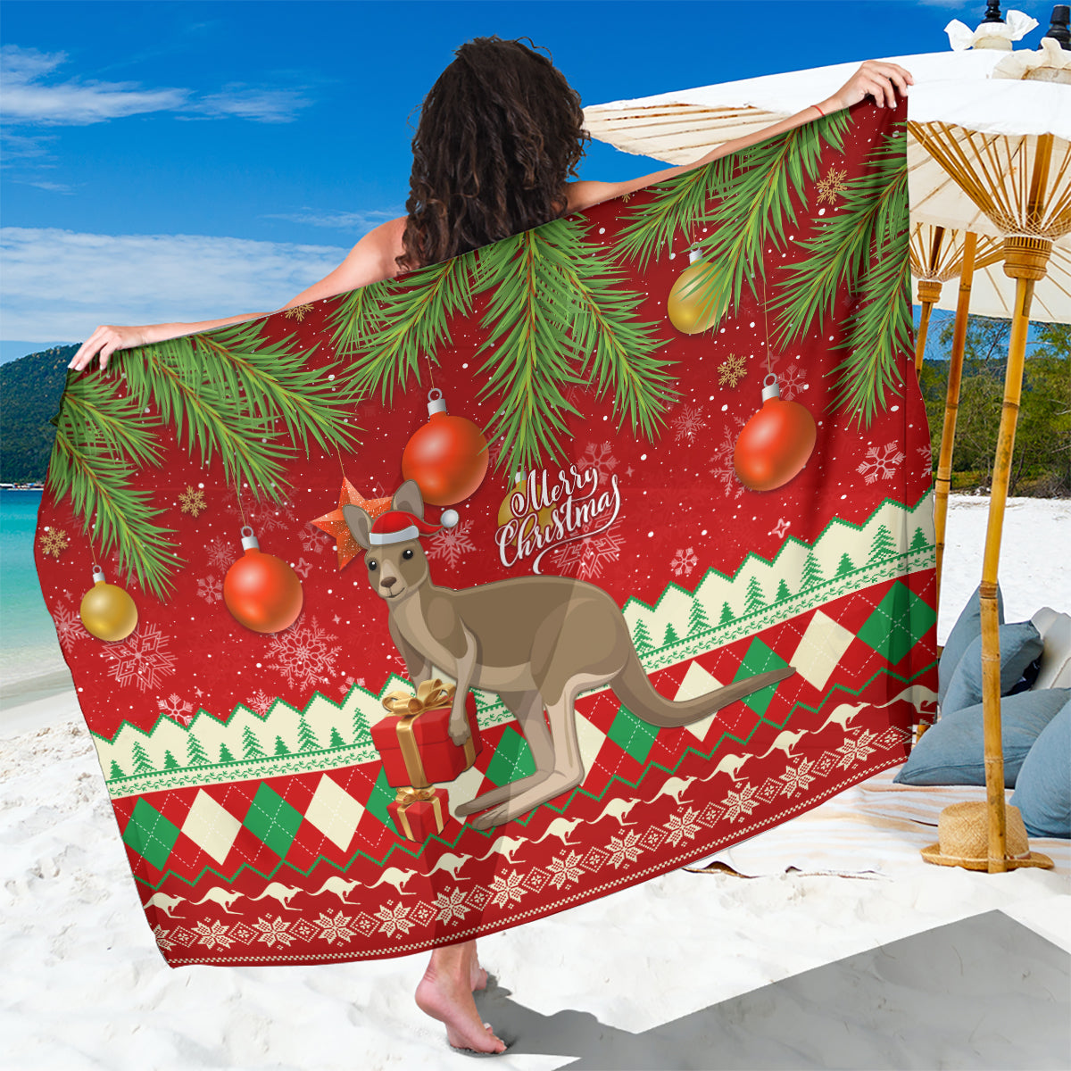 australia-christmas-sarong-aussie-kangaroo-santa-merry-xmas