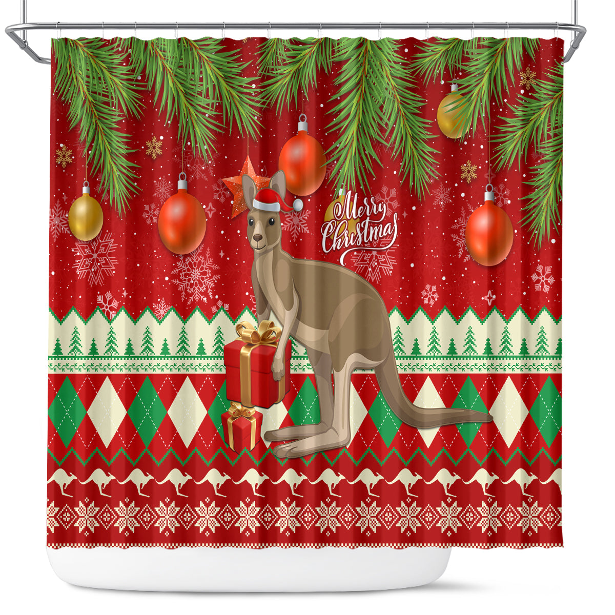 australia-christmas-shower-curtain-aussie-kangaroo-santa-merry-xmas