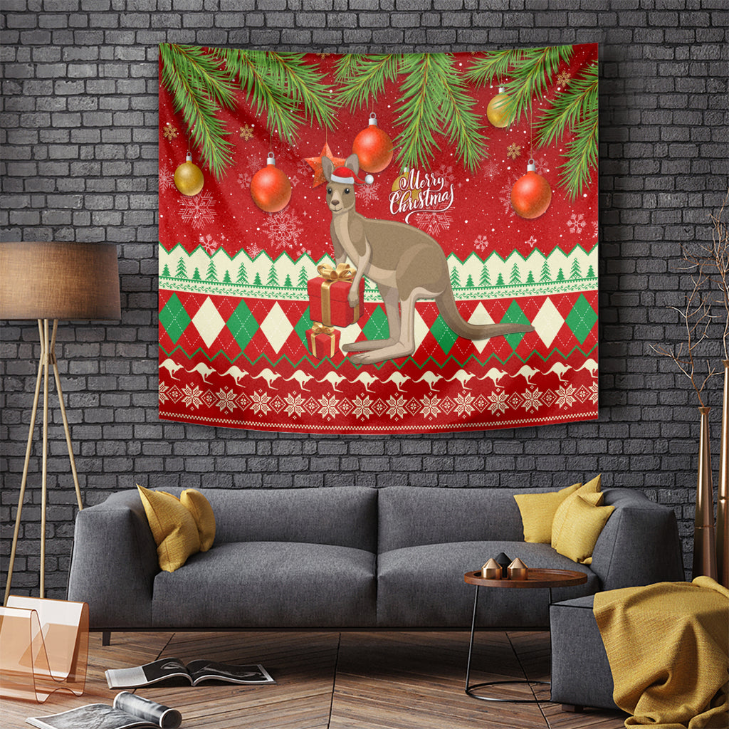 australia-christmas-tapestry-aussie-kangaroo-santa-merry-xmas