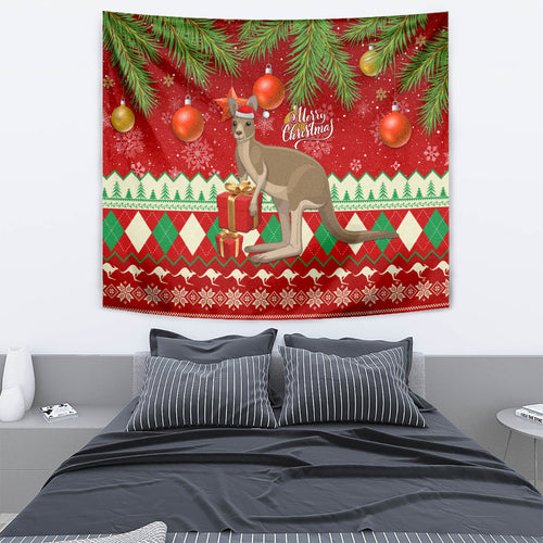 australia-christmas-tapestry-aussie-kangaroo-santa-merry-xmas