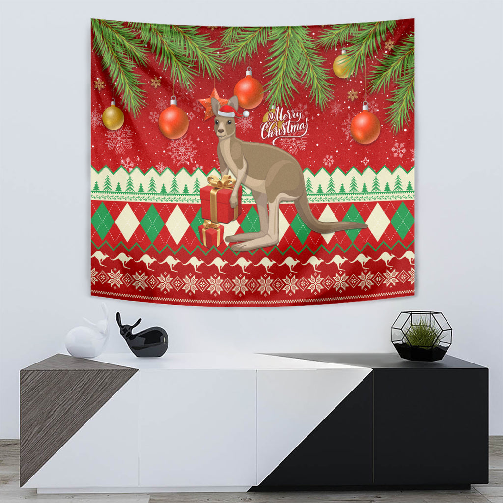 australia-christmas-tapestry-aussie-kangaroo-santa-merry-xmas