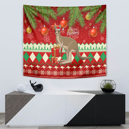 australia-christmas-tapestry-aussie-kangaroo-santa-merry-xmas
