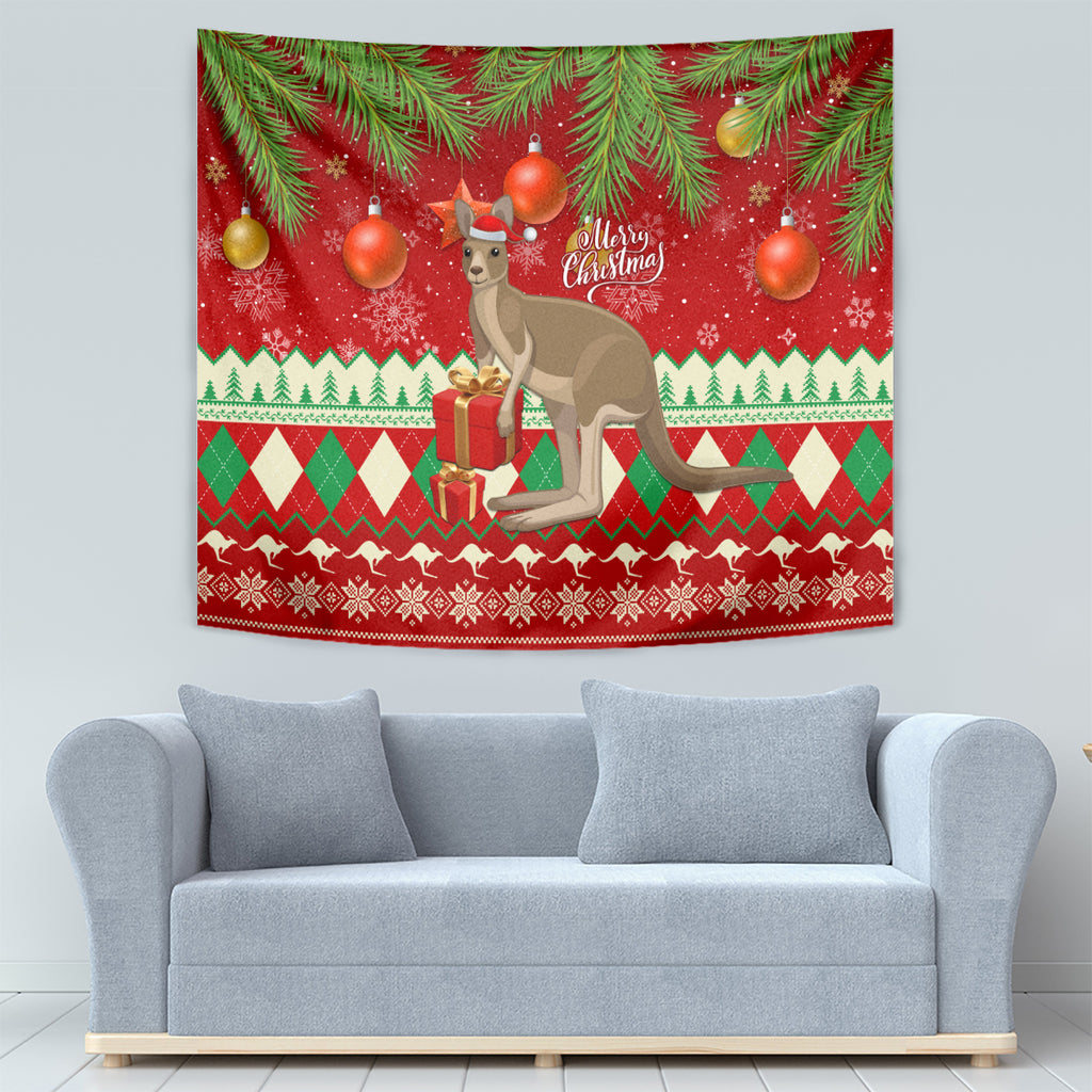 australia-christmas-tapestry-aussie-kangaroo-santa-merry-xmas