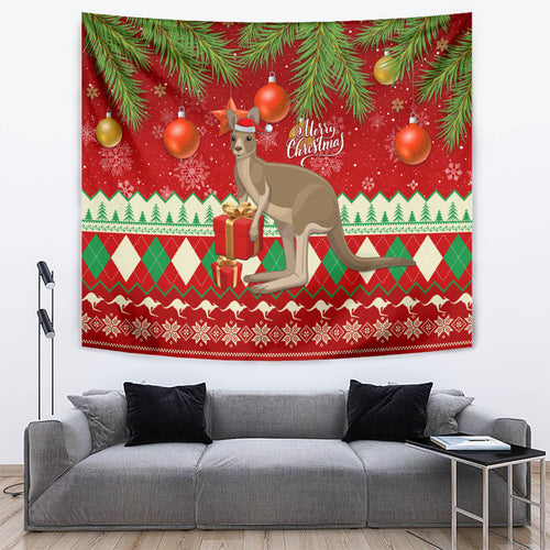 australia-christmas-tapestry-aussie-kangaroo-santa-merry-xmas