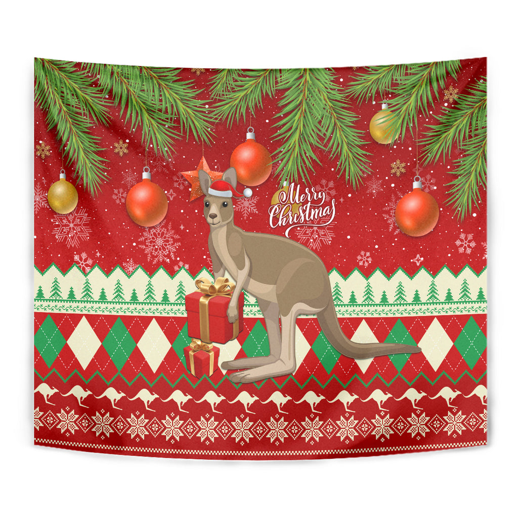 australia-christmas-tapestry-aussie-kangaroo-santa-merry-xmas