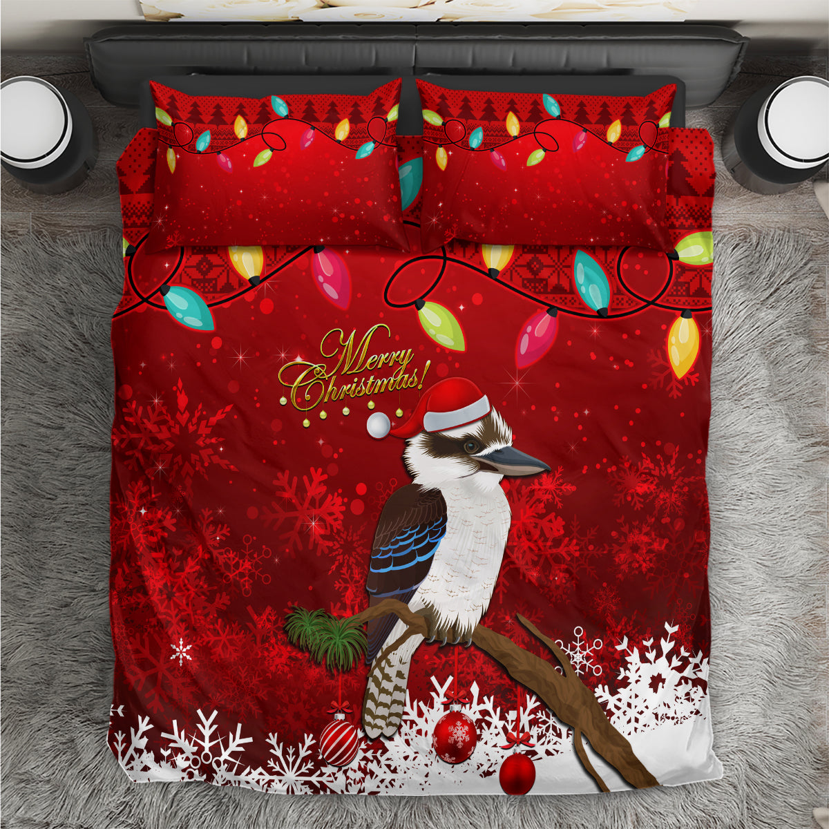 australia-christmas-bedding-set-aussie-kookaburra-santa-merry-xmas
