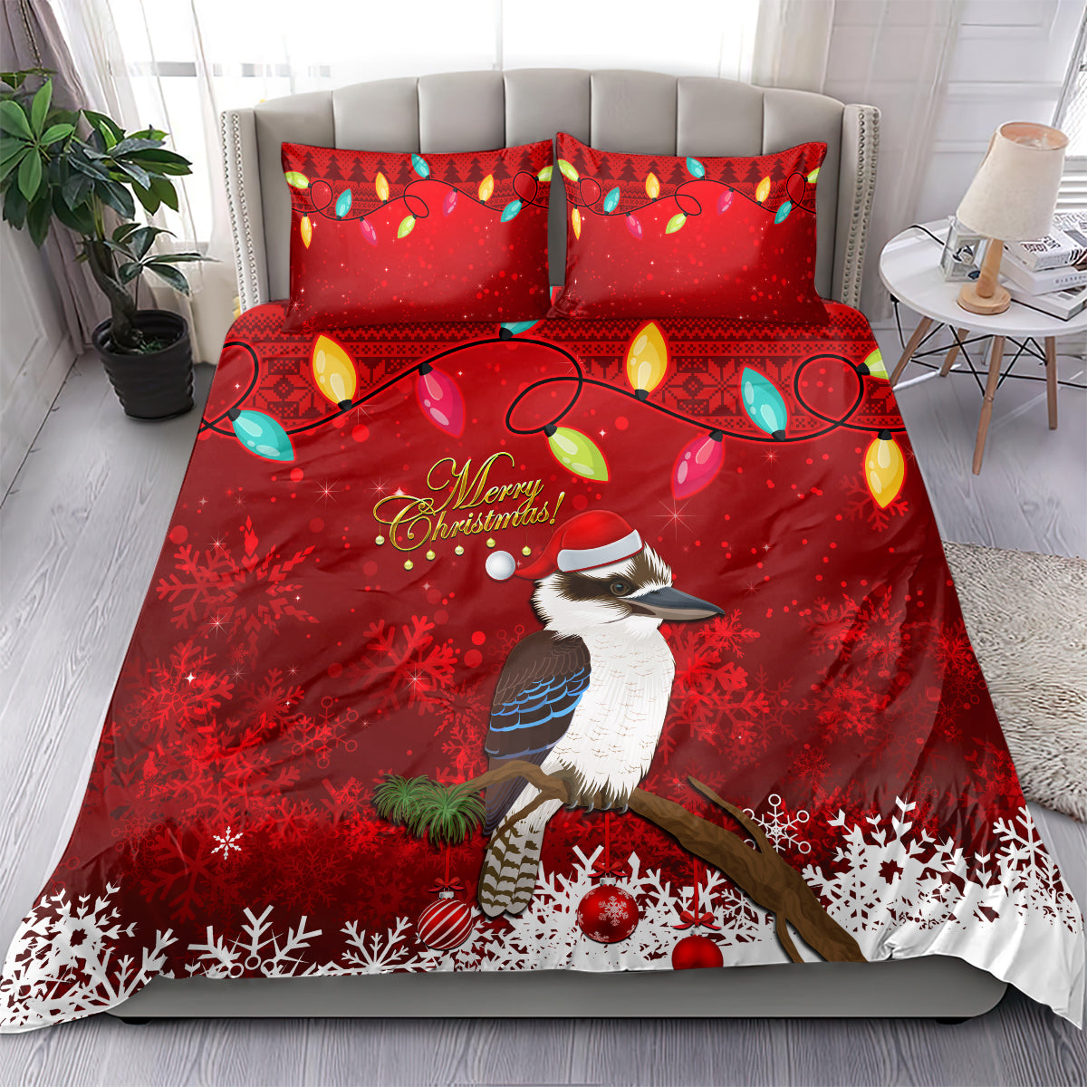 australia-christmas-bedding-set-aussie-kookaburra-santa-merry-xmas