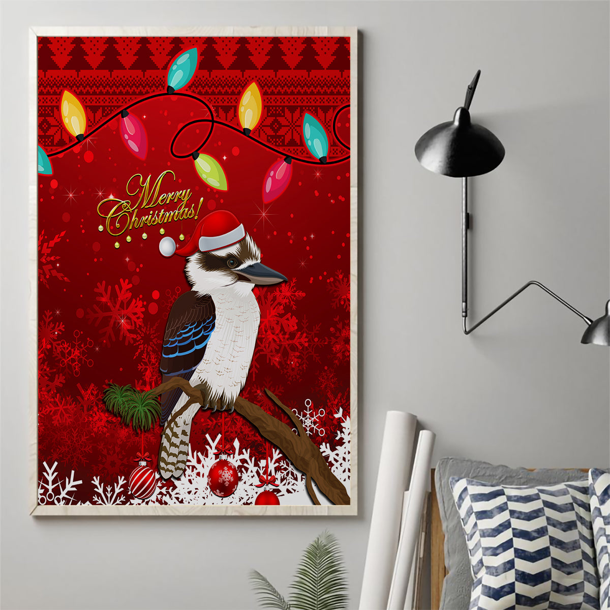 australia-christmas-canvas-wall-art-aussie-kookaburra-santa-merry-xmas