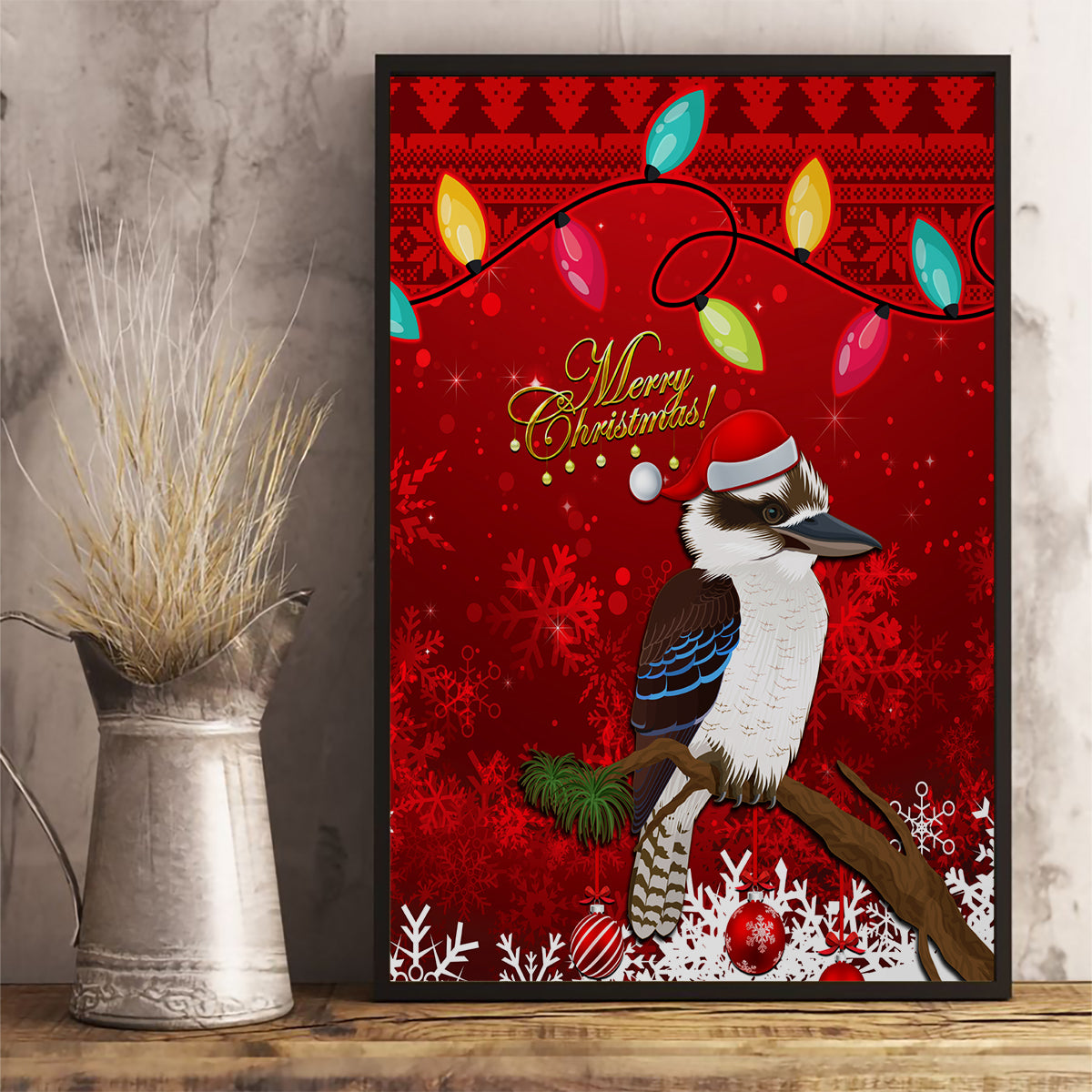 australia-christmas-canvas-wall-art-aussie-kookaburra-santa-merry-xmas