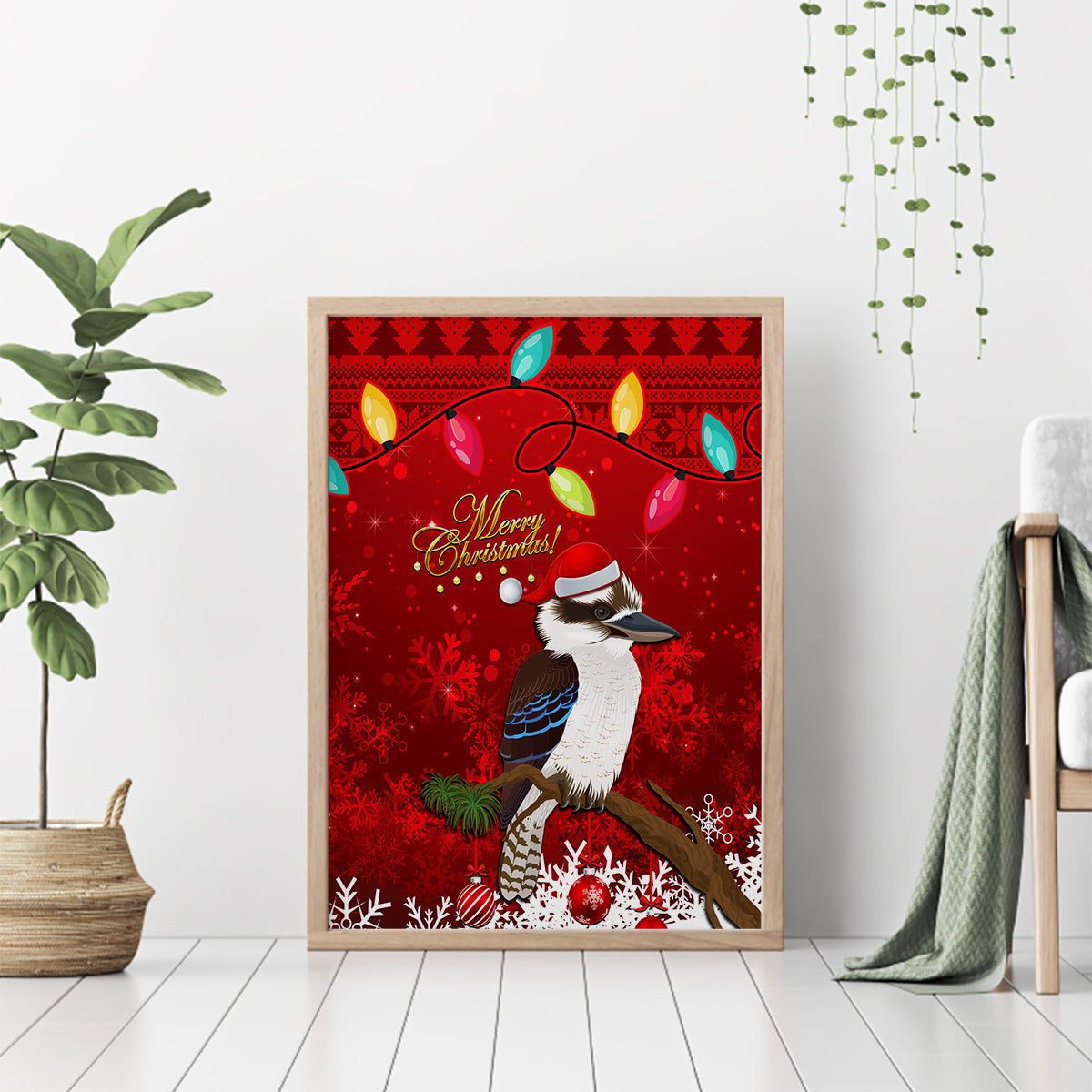 australia-christmas-canvas-wall-art-aussie-kookaburra-santa-merry-xmas