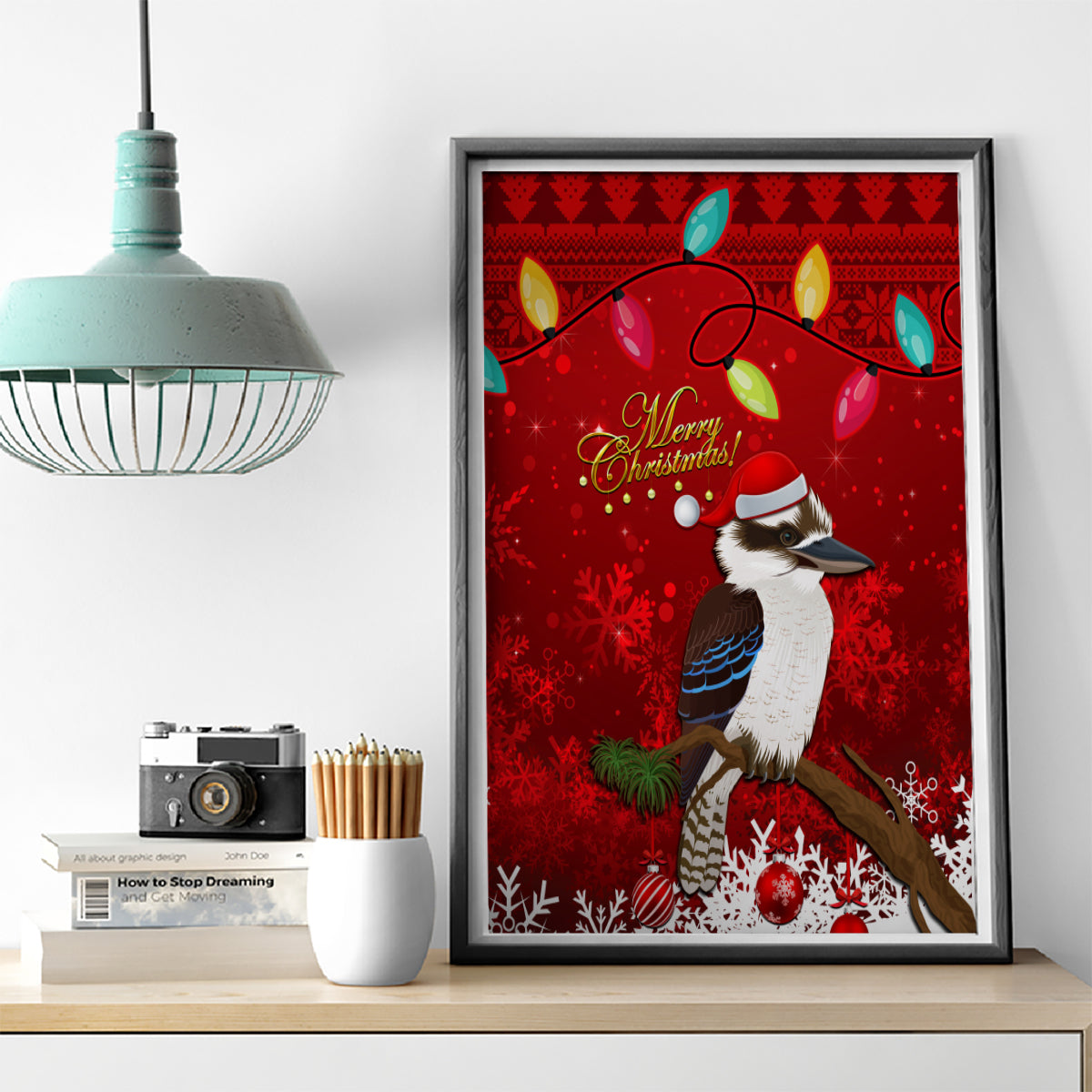 australia-christmas-canvas-wall-art-aussie-kookaburra-santa-merry-xmas