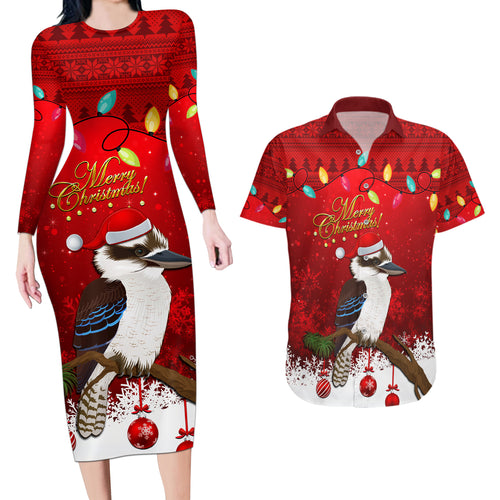 australia-christmas-couples-matching-long-sleeve-bodycon-dress-and-hawaiian-shirt-aussie-kookaburra-santa-merry-xmas