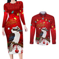 australia-christmas-couples-matching-long-sleeve-bodycon-dress-and-long-sleeve-button-shirt-aussie-kookaburra-santa-merry-xmas