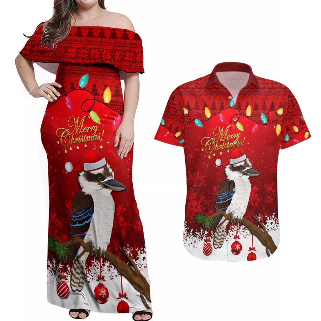 australia-christmas-couples-matching-off-shoulder-maxi-dress-and-hawaiian-shirt-aussie-kookaburra-santa-merry-xmas