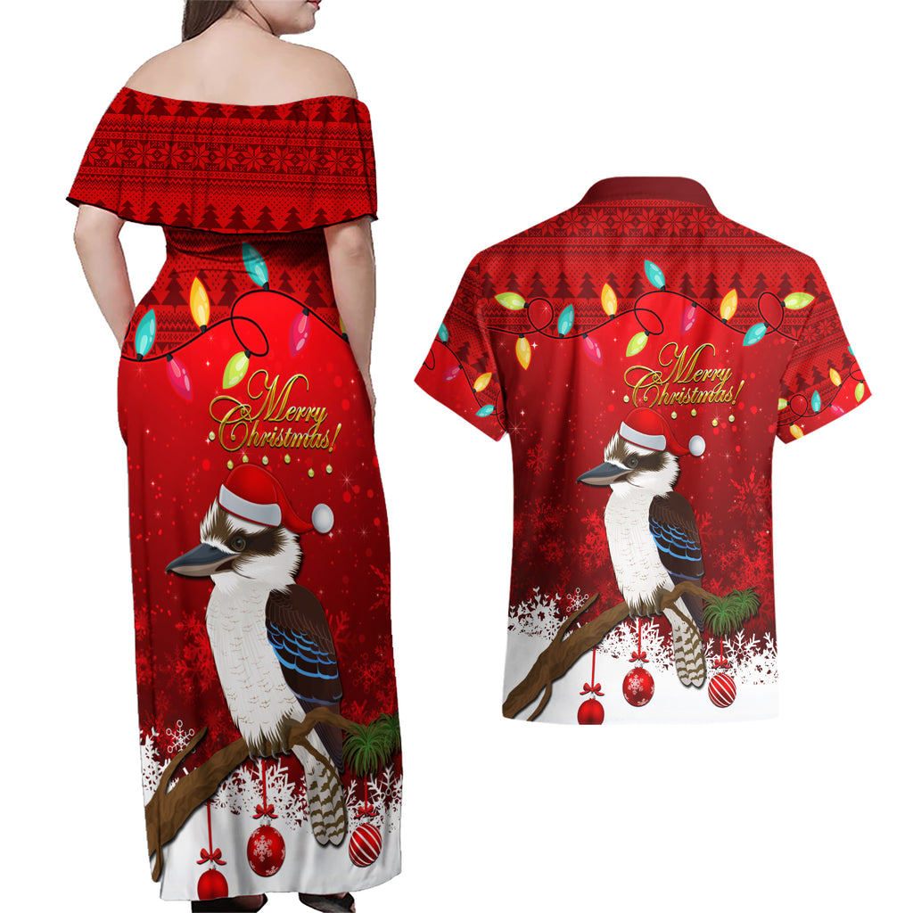 australia-christmas-couples-matching-off-shoulder-maxi-dress-and-hawaiian-shirt-aussie-kookaburra-santa-merry-xmas