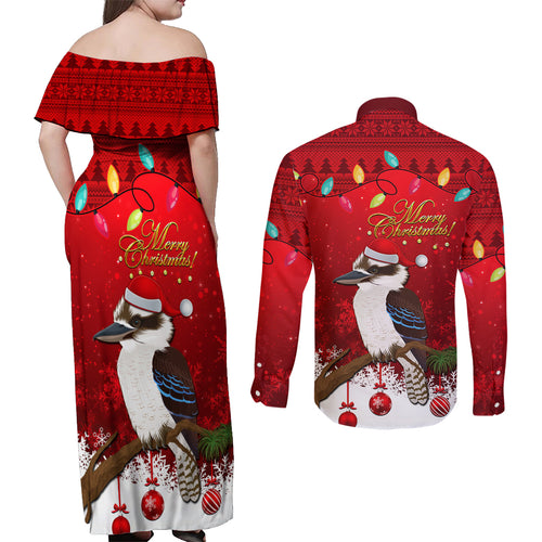australia-christmas-couples-matching-off-shoulder-maxi-dress-and-long-sleeve-button-shirt-aussie-kookaburra-santa-merry-xmas